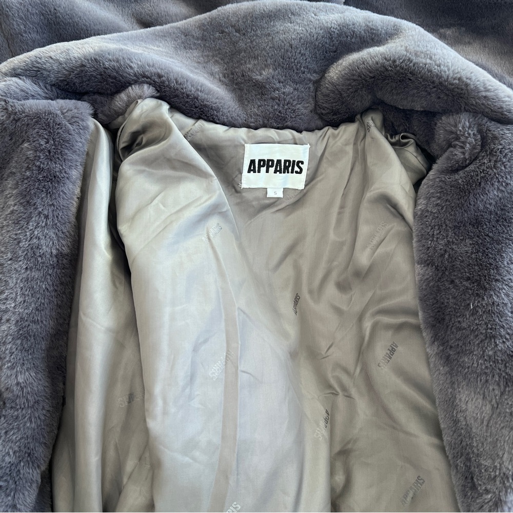 Apparis Faux Fur Grey Mona Coat size Small - Picture 13 of 16